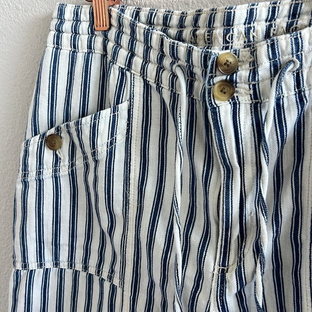 American Eagle Blue White Stripe Drawstring Waist Casual Pants Mid-Weight 10 - Picture 5 of 8
